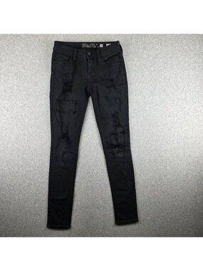 Miss Me Jeans Womens 25 Skinny Black Distressed Stretch Denim Ripped Slim Fit